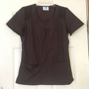 NWOT Brown Adar Uniforms Scrub Top